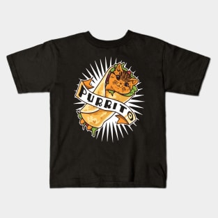 Purrito Cat In Burrito Mexican Food Kids T-Shirt